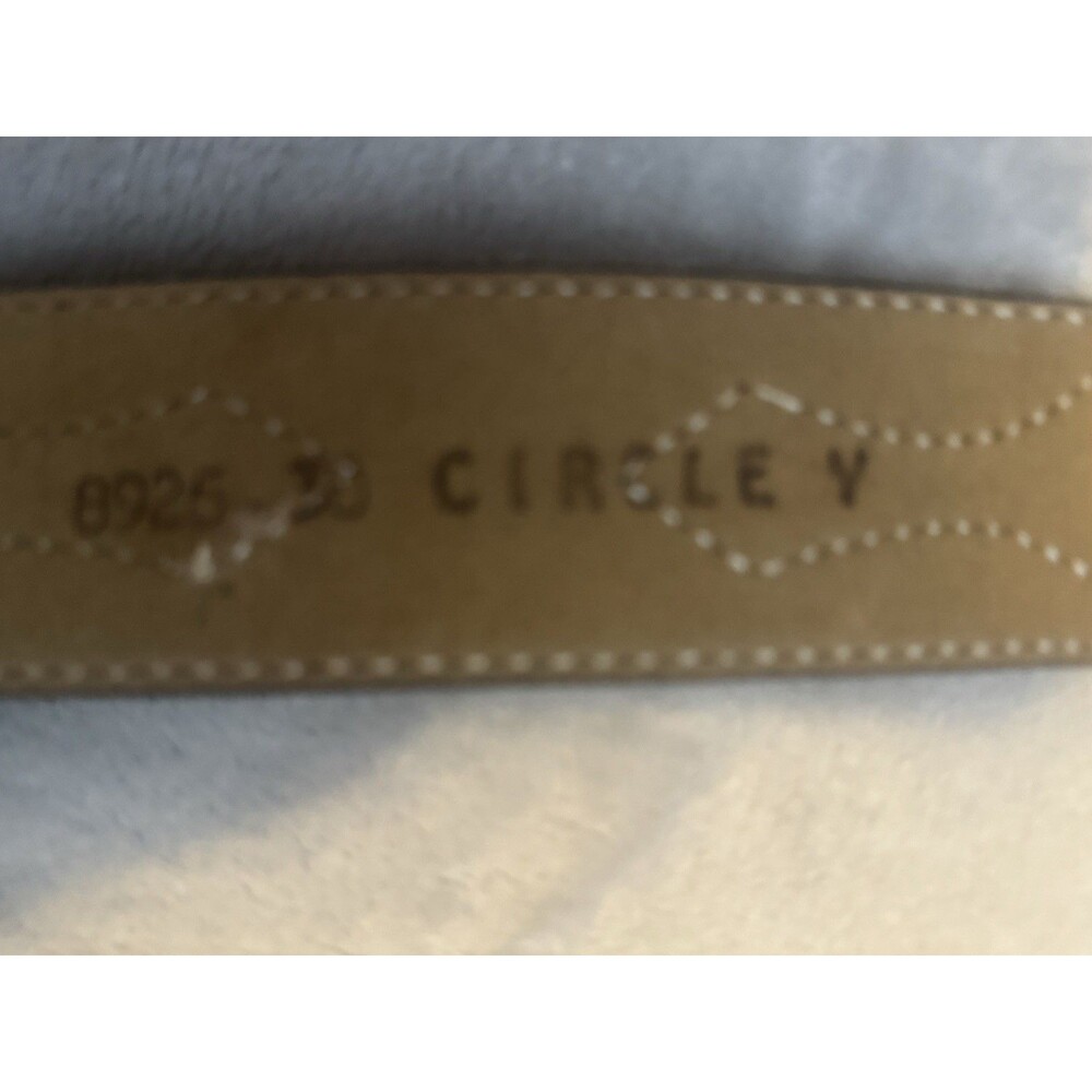 Circle Y Texas Country Solid Brass Buckle Gold Brown Belt Sz 30 - Picture 5 of 10